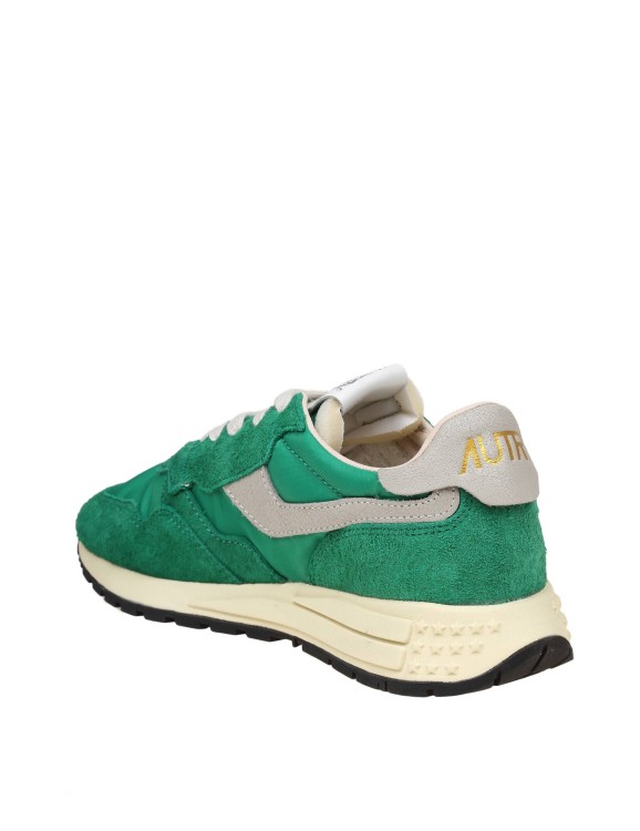 Shop Autry Reelwind Low Sneakers In Suede And Nylon Color Green In Neutrals