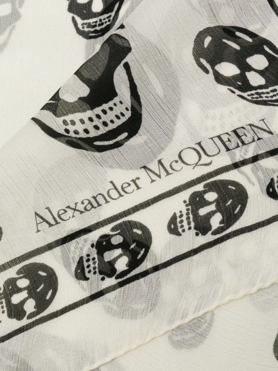 Shop Alexander Mcqueen White Chiffon Skull Scarf