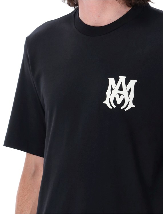 Amiri Jazz Wolf Black Crewneck T-shirt With Logo Lettering On The Front And Maxi Print On The Rear In Cott In Black