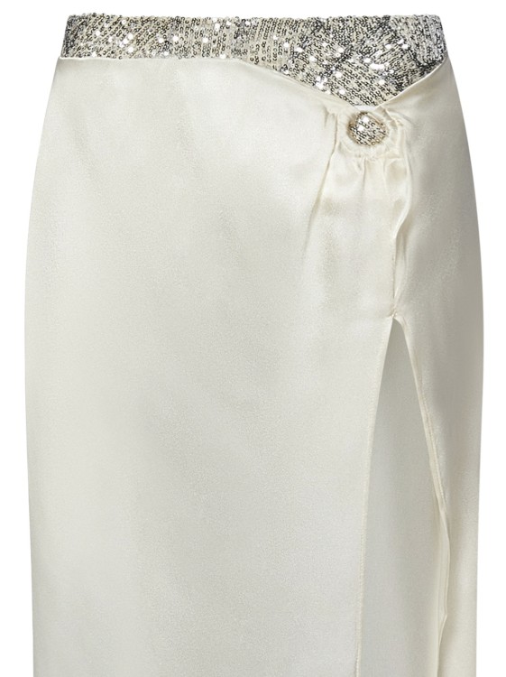Shop La Semaine Paris Longuette Skirt In Ivory Silk Blend Satin In White