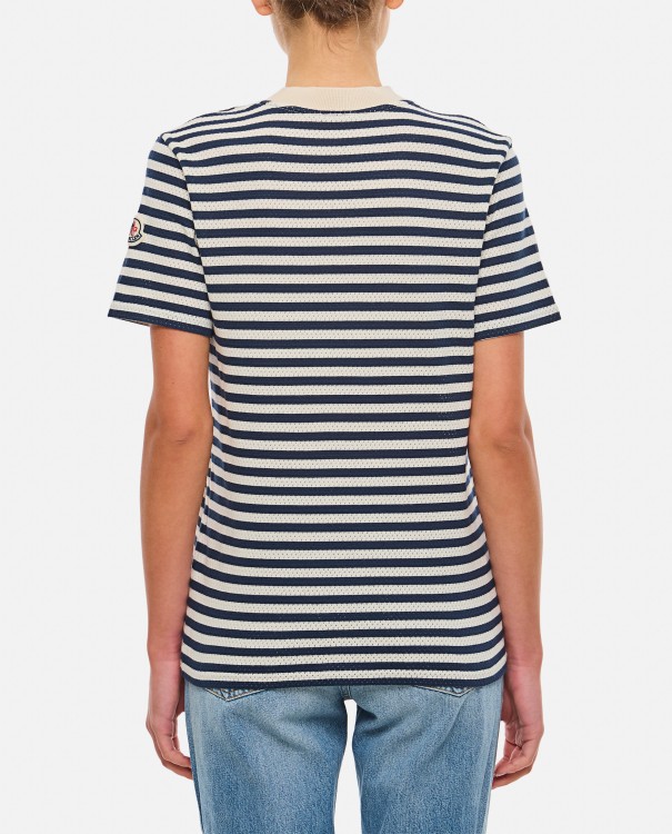Shop Moncler Striped Regular T-shirt In Grey