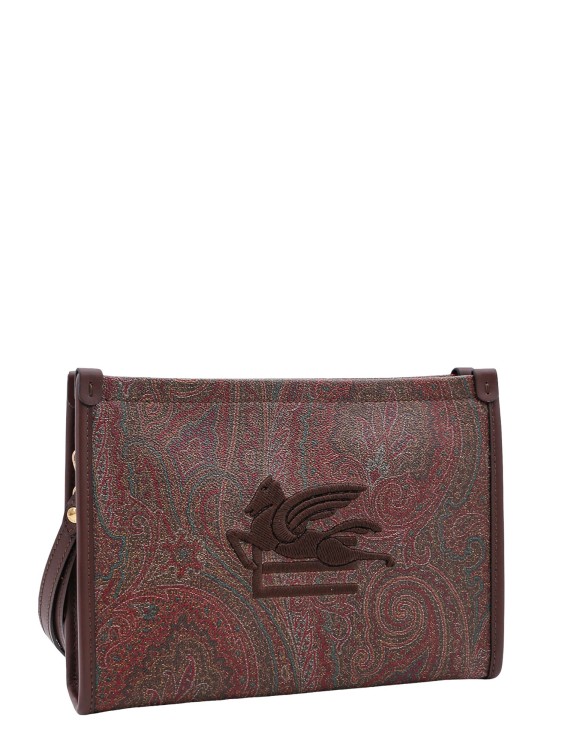 Shop Etro Coated Canvas Clutch With Pailsey Motif In Grey