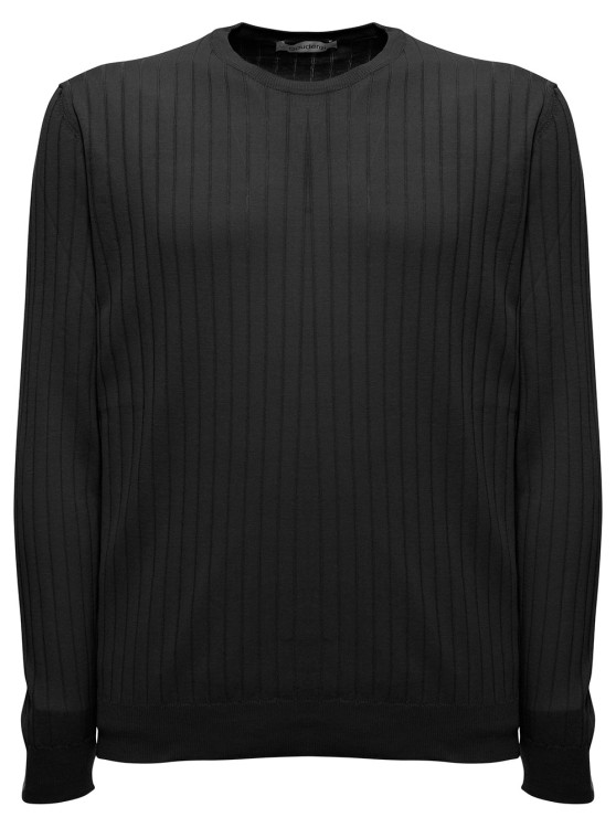 Gaudenzi Long-sleeved Ribbed Cotton Sweater In Black