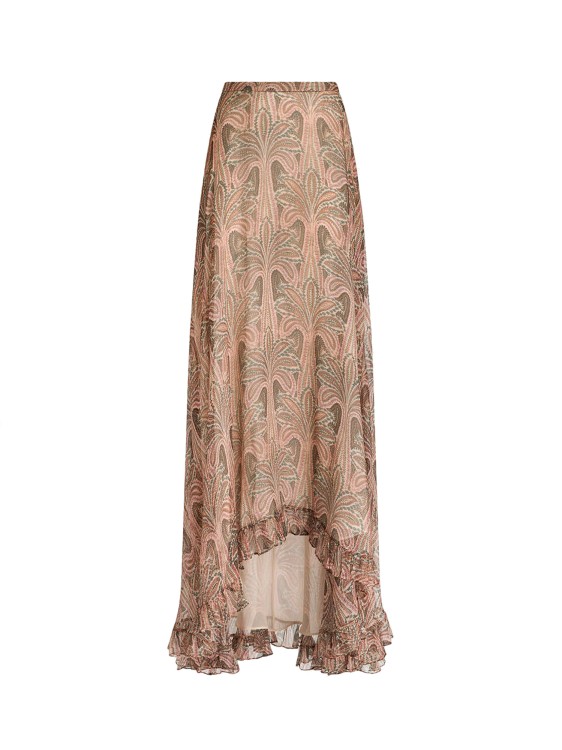 Shop Etro Silk Long Skirt In Neutrals