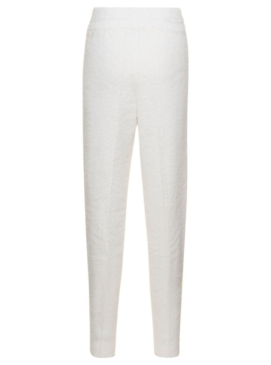 Shop Twinset White Jogger Pants With Logo Patch In Brushed Polyamide
