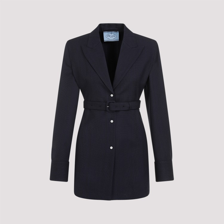 Shop Prada Navy Wool Jacket In Black
