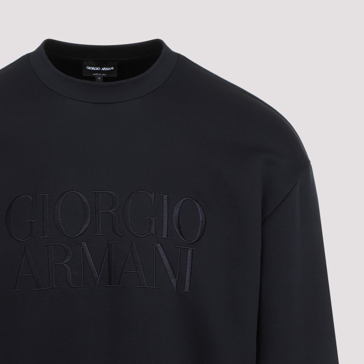 Shop Giorgio Armani Blue Graphite Modal Sweatshirt In Black