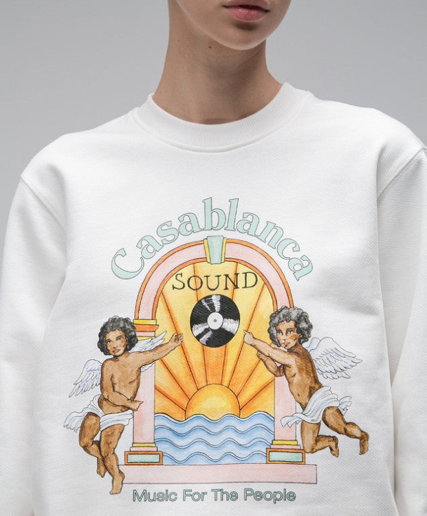 Shop Casablanca Studio De Musique Organic-cotton Sweatshirt In White