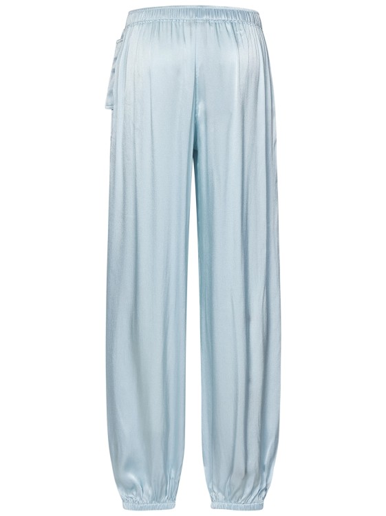 Shop Amen Light Blue Silk Blend Satin Cargo Trousers