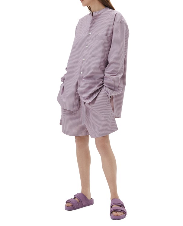 Shop Tekla Poplin Pyjamas Shirt In Purple