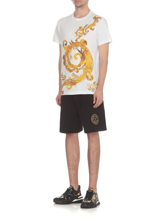 Shop Versace Jeans Couture T-shirt Panel Baroque In White