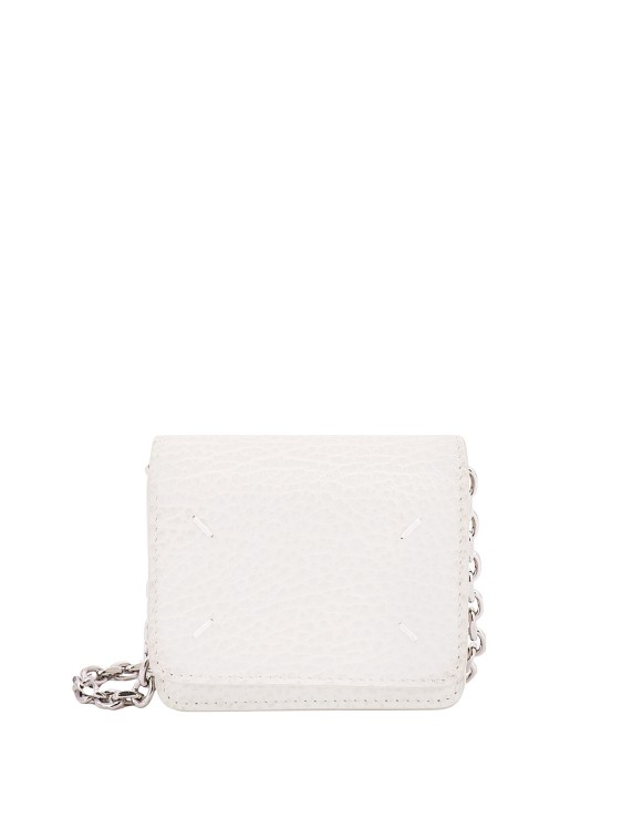 Maison Margiela Leather Card Holder With Iconic Stitching In White