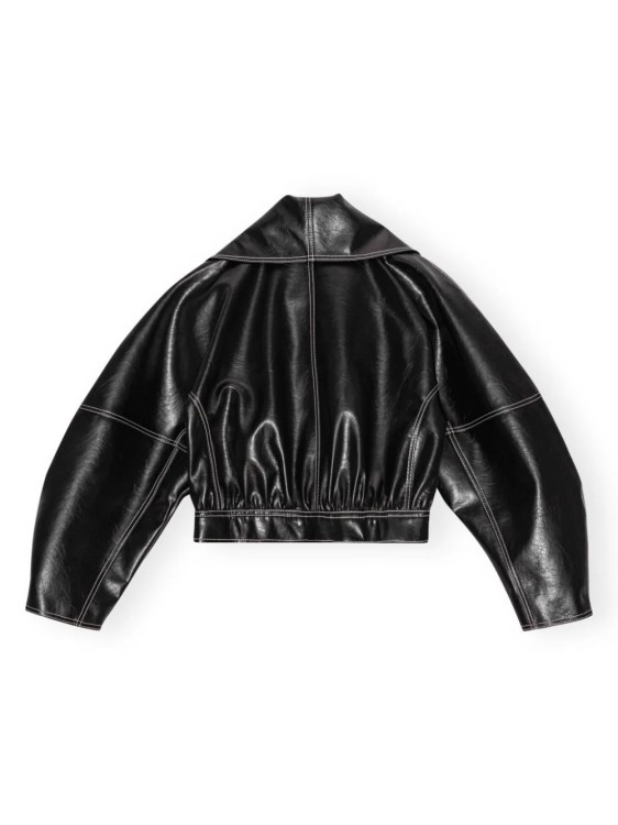 Shop Ganni Future Coated Cropped Jacket In Black
