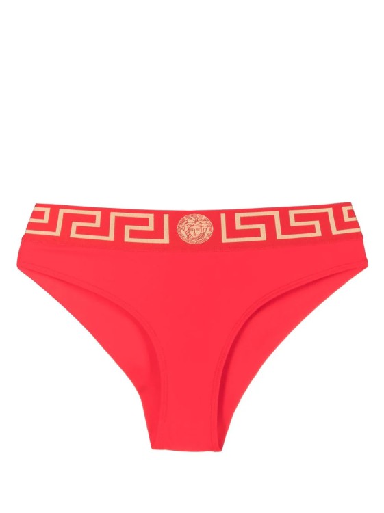 Versace Greca Border Bikini Bottoms In Red