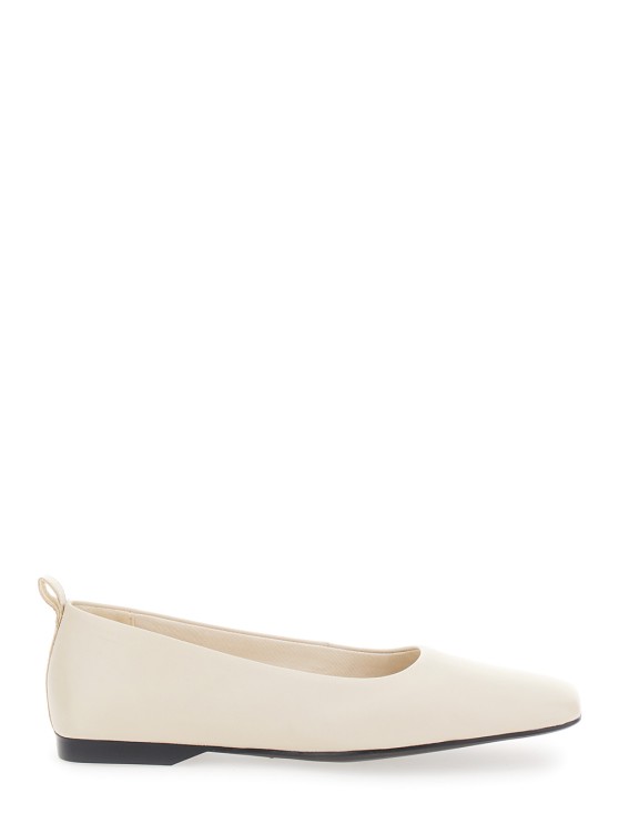 Vagabond Delia' Off-white Ballet Flats With Squared Toe In Leather In Neutral