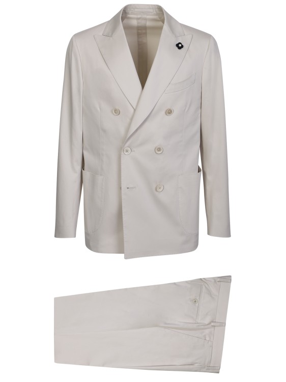 Shop Lardini Double-breasted Two Piece Suit In Neutrals