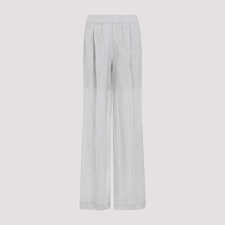 Shop Brunello Cucinelli Grey Linen Pants In White