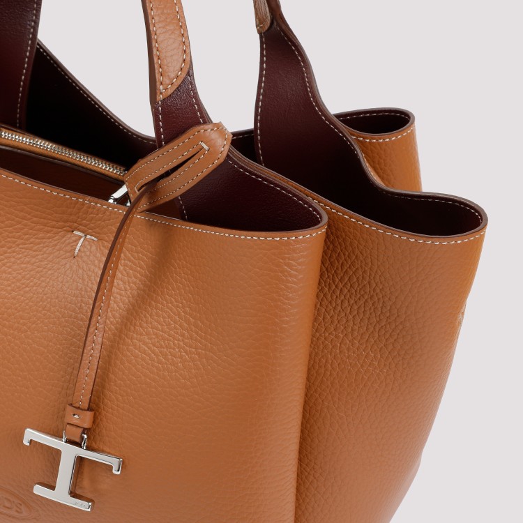 Tod's Bauletto Sacca Grained Leather Bag In Brown