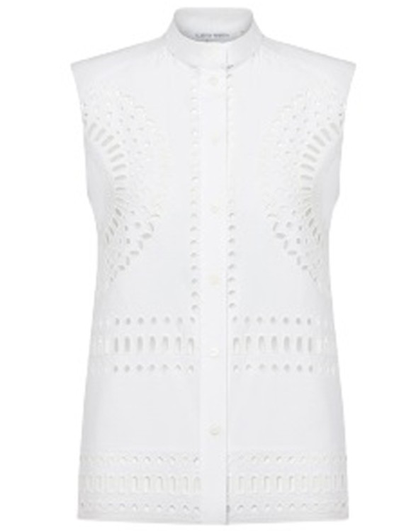 Alberta Ferretti Sangallo Lace Sleeveless Shirt In White