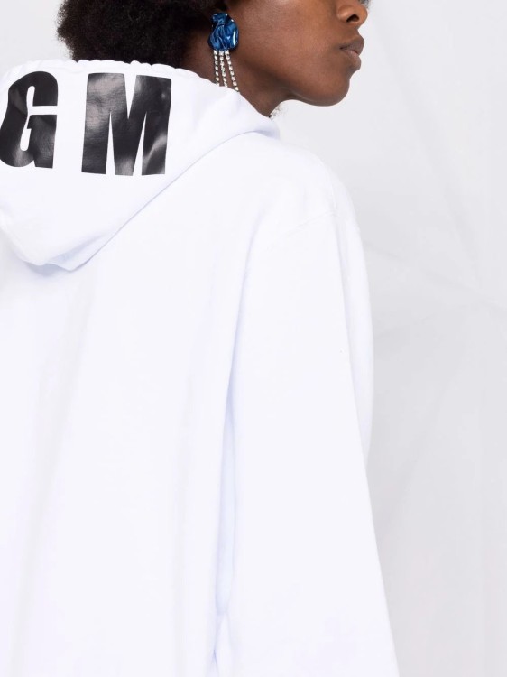 Shop Msgm Logo-print Cotton Hoodie In White