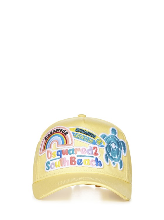 Shop Dsquared2 Pastel Yellow Cotton Baseball Hat