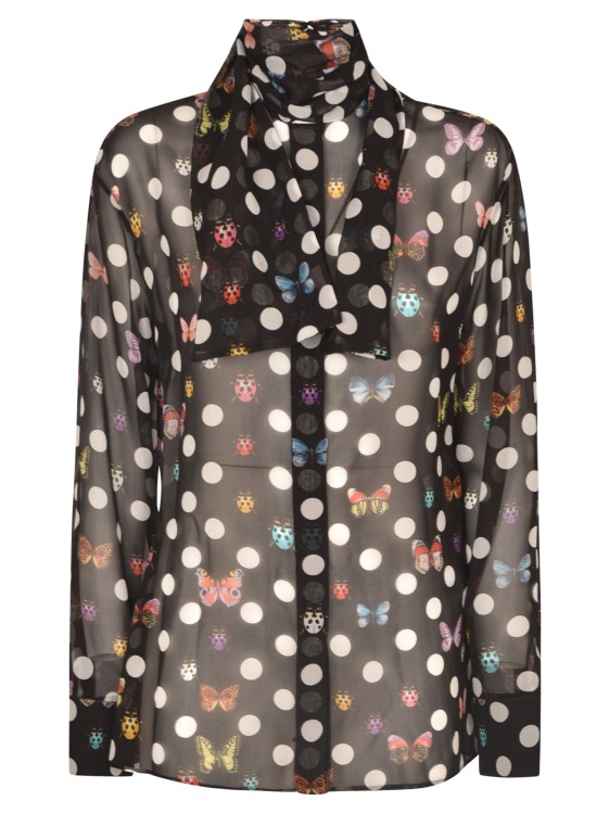 Shop Versace Butterflies-print Silk Shirt In Grey
