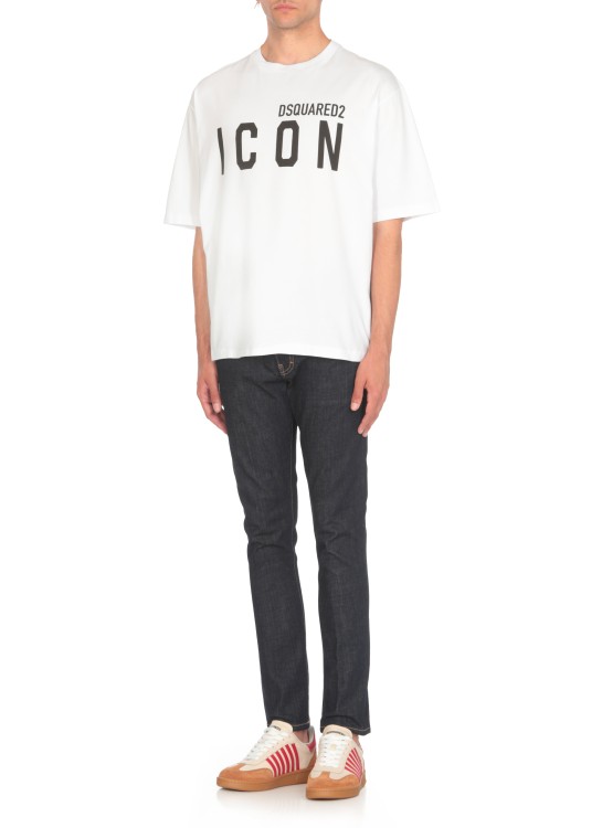 Dsquared2 White Crewneck T-shirt With Maxi Logo Print On The Front In White