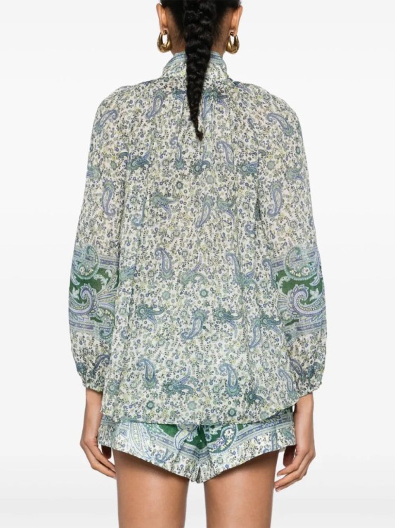 Shop Zimmermann Ottie Paisley-print Blouse In Green