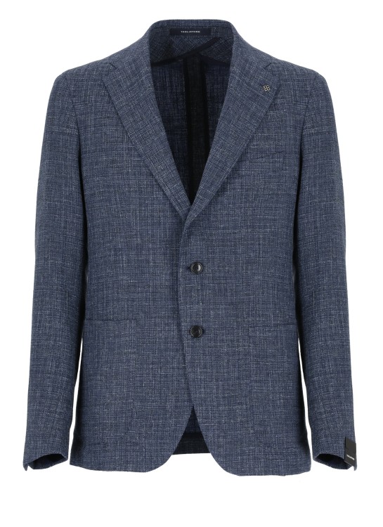 Shop Tagliatore Blue Wool And Cotton Jacket In Grey