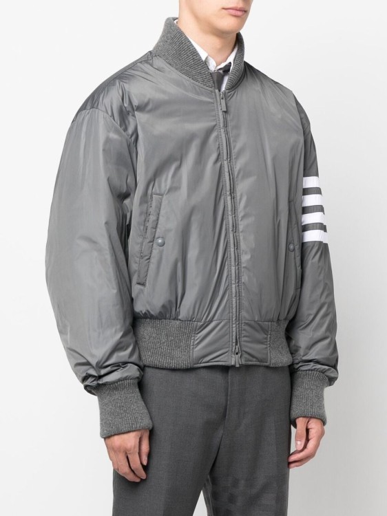 Shop Thom Browne 4-bar Stripe Bomber Jacket In Grey