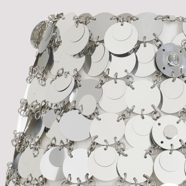 Rabanne Round Sequin Silver Polyester Mini Skirt In White