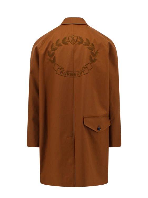 Shop Burberry Cotton Coat With Embroidered Logo On The Back In Orange