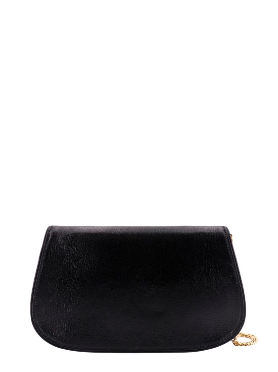 Shop Tory Burch Leather Clutch With Metal Logo In Black