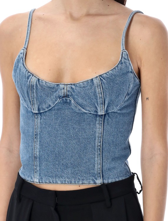 Shop Magda Butrym Corset Denim Top In Blue