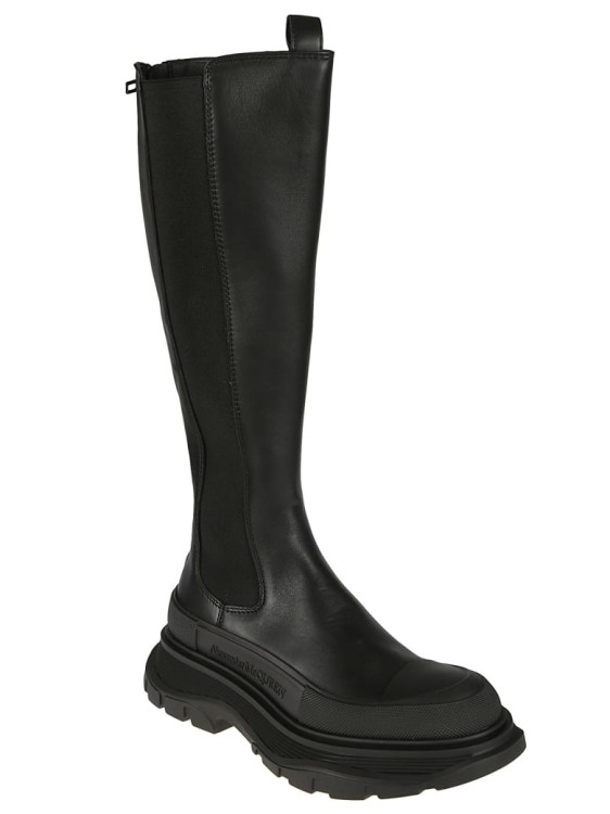 Shop Alexander Mcqueen Tread Slick Chelsea Boots In Leather In Black