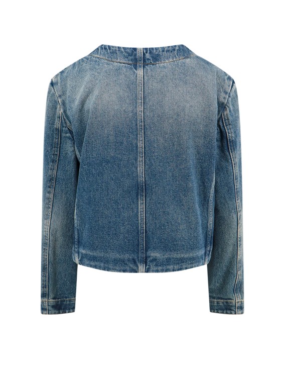 Shop Givenchy Denim Jacket With Metal 4g Chain In Blue