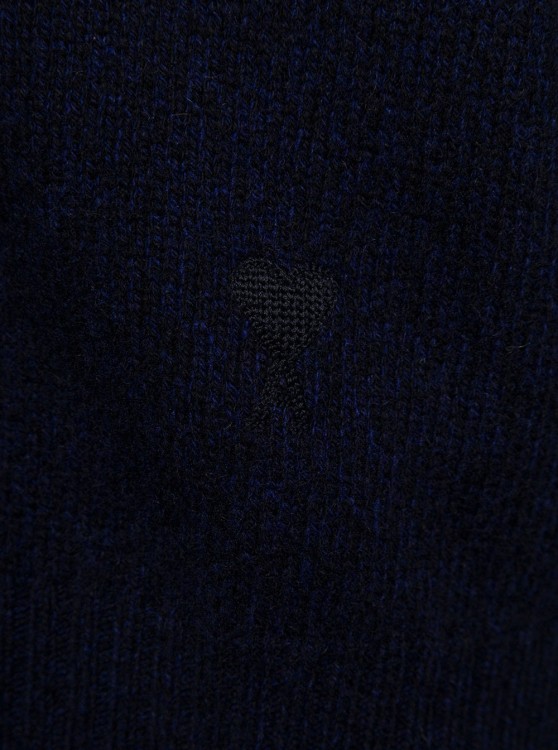 Shop Ami Alexandre Mattiussi Blue Cardigan With Adc Embroidery In Cashmere And Wool Blend Man