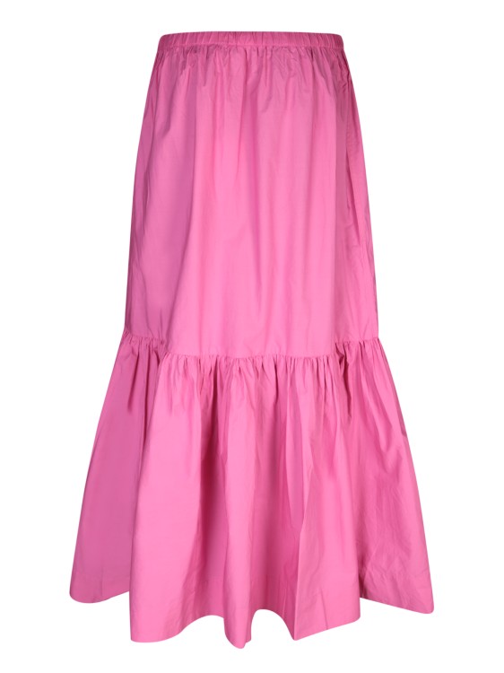 Shop Ganni Fuchsia Poplin Skirt In Pink