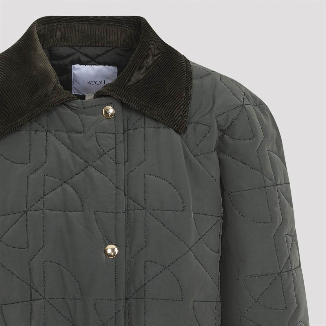Patou Quilted Velvet Collar Cropped Blouson In Green