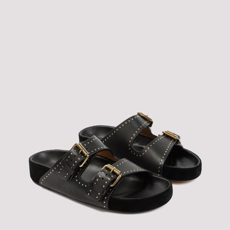Shop Isabel Marant Lennyo Black Calf Leather Sandals