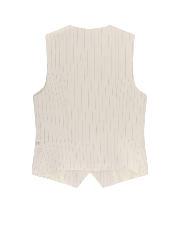 Shop Mvp Wardrobe Cotton And Linen Vest With Striped Motif In White