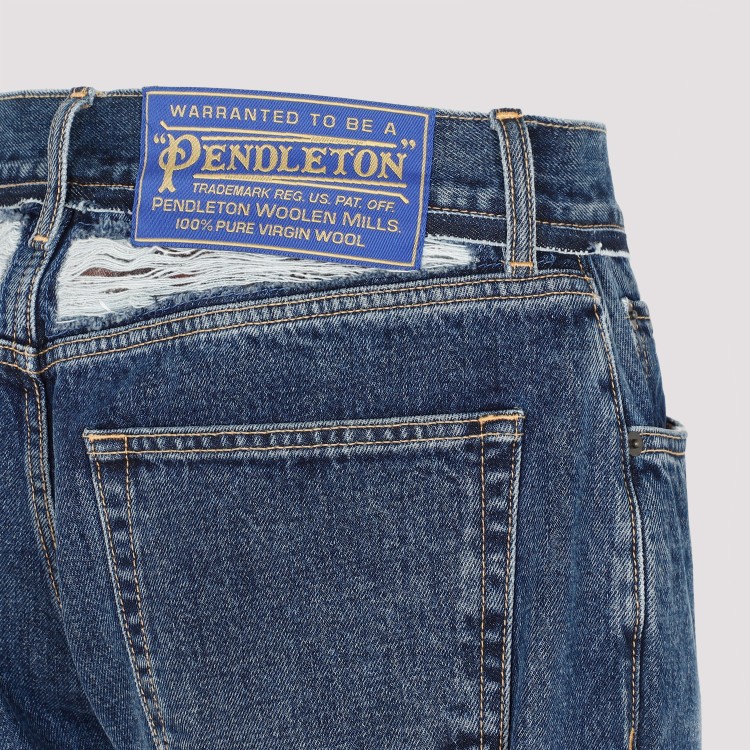 Shop Maison Margiela 5 Pockets Indigo Cotton Pants In Grey