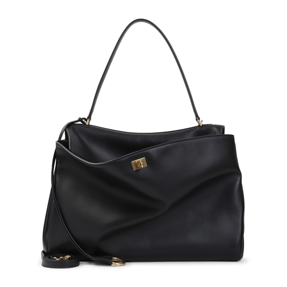 Balenciaga Large Rodeo Leather Top Handle Bag In Black
