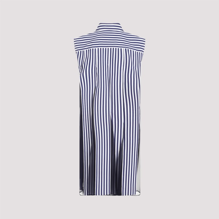 Sacai Navy Blue Stripes Cotton Thomas Mason Dress In Grey