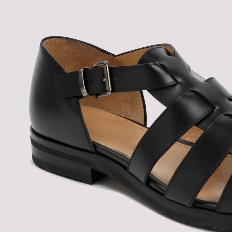 Shop Paraboot Black Leather Ferret Sandals