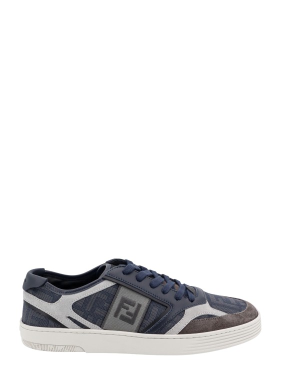 Shop Fendi Low Top Leather And Fabric Sneakers In Grey