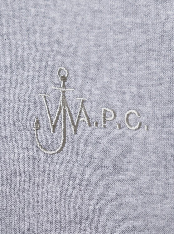 Shop Apc Rene' Gey Crewneck Sweatshirt With Embroidery In Cotton In Grey