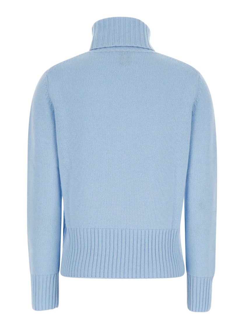 Allude Light Blue High Neck Sweater In Wool And Cashmere Woman In Blue