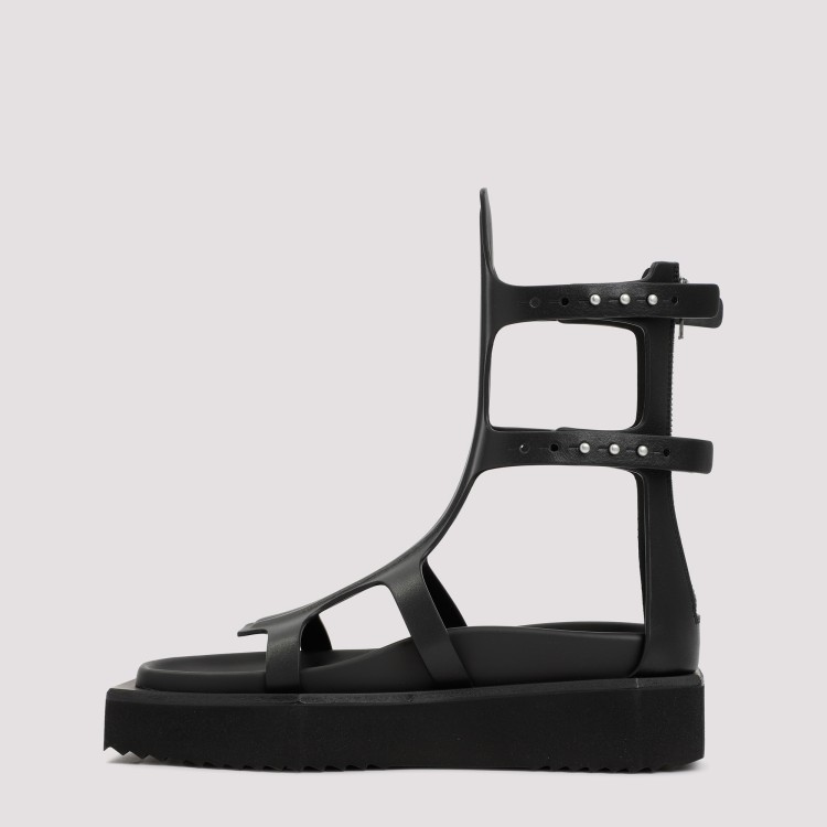 Shop Rick Owens Black Leather Sandals