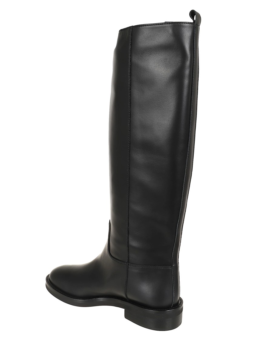 Via Roma 15 Knee Boot In Black Smooth Grain Leather In Black